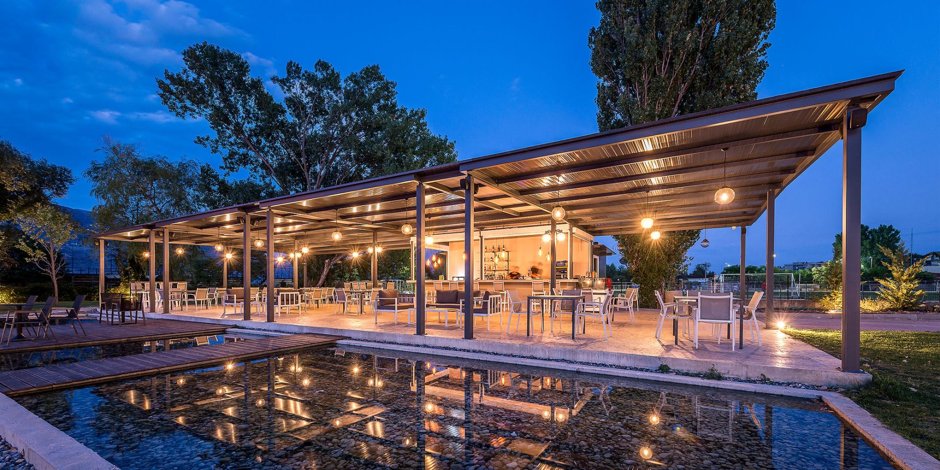 Lake Hotel Pool Bar Night View