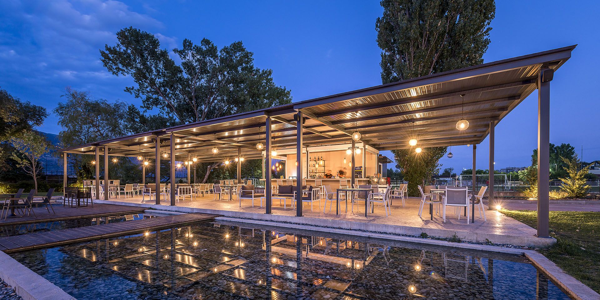 Lake Hotel Pool Bar Night View